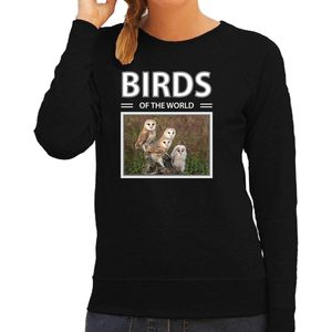 Dieren foto sweater Kerkuil - zwart - dames - birds of the world - cadeau trui uilen liefhebber