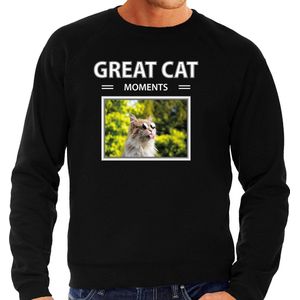 Dieren foto sweater rode kat - zwart - heren - great cat moments - cadeau trui katten liefhebber