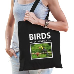 Toekan vogel tasje zwart volwassenen en kinderen - birds of the world kado boodschappen tas - Feest Boodschappentassen