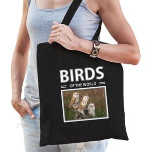 Kerkuil tasje zwart volwassenen en kinderen - birds of the world kado boodschappen tas - Feest Boodschappentassen