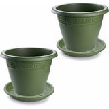 Forte - Plantenpot - Donkergroen - Kunststof - 2x Stuks Rond 40 cm