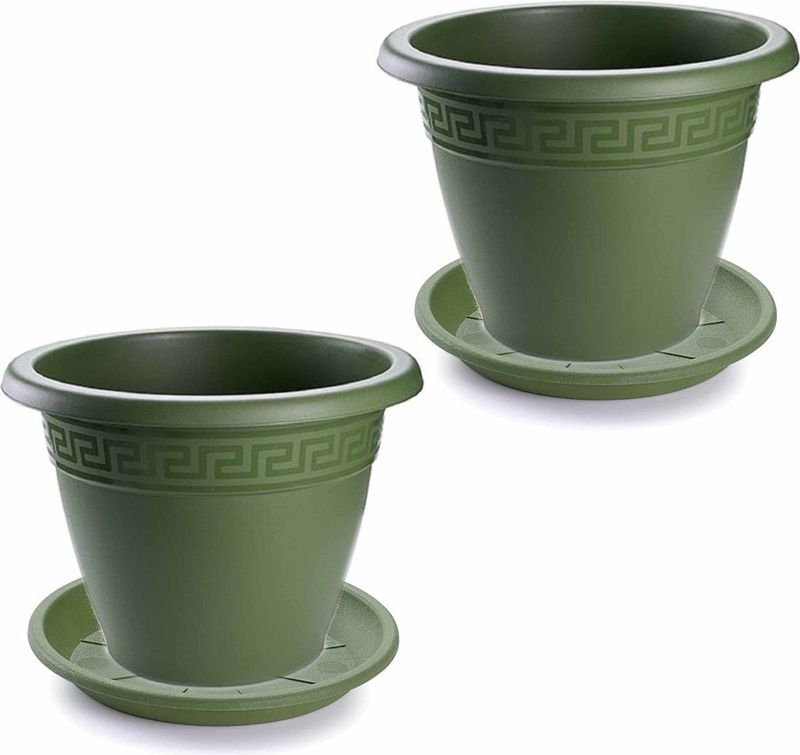 Forte - Plantenpot - Donkergroen - Kunststof - 2x Stuks Rond 40 cm