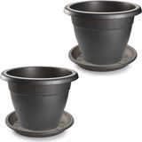 Forte Plastics - Bloempotten - Antraciet - Kunststof - 2x 30 cm Rond