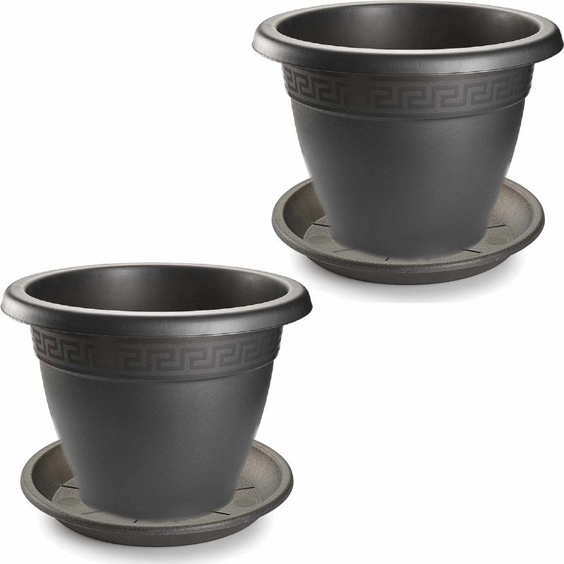 Forte Plastics - Bloempotten - Antraciet - Kunststof - 2x 30 cm Rond