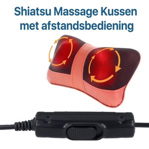 Massagekussen - Shiatsu Massage voor Nekmassage en Schouders Rood - 4 Roterende Ballen - Infrarood Warmte - Instelbare Draairichting