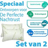 Bamboe - Hoofdkussen - Set van 2 - Bamboe met Traagschuim - Hypoallergeen en Ademend
