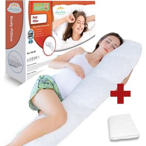 Zwangerschapskussen + gewatteerde sloop - Ergonomisch Lichaamskussen - body pillow - Voedingskussen - Kniekussen - Body Pillow met afneembare hoes - Dubbel Gestikte Randen Zwangerschapskussen