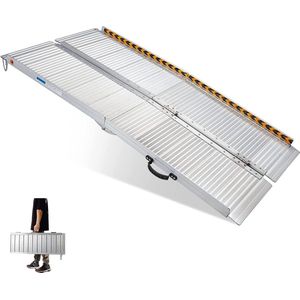 Oprijplaat Brug - Opvouwbaar tot 270Kg - tot 182cm - 270 kg capaciteit - Rolstoelhellingen voor trappen - verstelbare aluminium oprit - draagbaar - antislip oppervlak Rolstoelhelling voor thuis - trappen