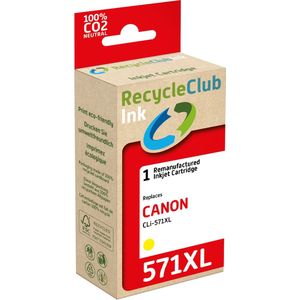 RecycleClub inktcartridge - Inktpatroon - Geschikt voor Canon - Alternatief voor Canon CLi-571XL Yellow - Geel 13ml - 810 pagina's