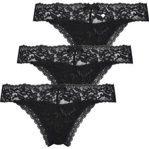 Hunkemöller String Onderbroek 3-pack Madison ULV string - zwart - Maat XS