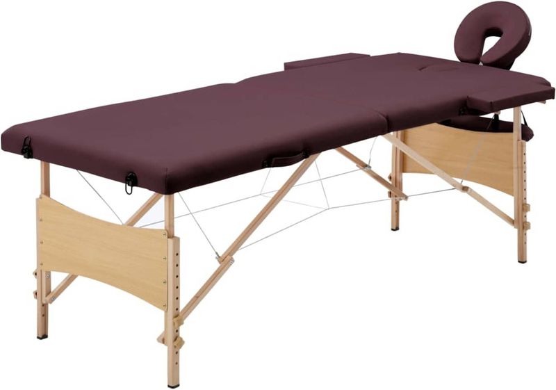 vidaXL - Massagetafel - inklapbaar - 2 - zones - hout - wijnpaars