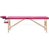 vidaXL - Massagetafel - inklapbaar - 3 - zones - hout - roze