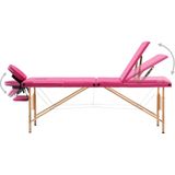 vidaXL - Massagetafel - inklapbaar - 3 - zones - hout - roze