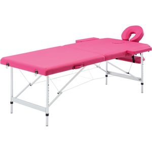 vidaXL - Massagetafel - Roze - Aluminium - 2 Zones - Inklapbaar