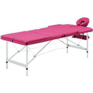 vidaXL - Massagetafel - Inklapbaar - Roze - Aluminium