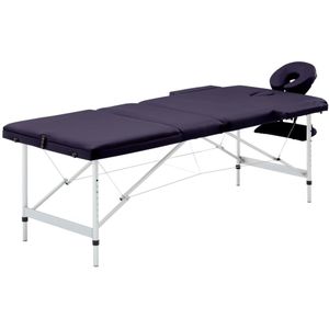 vidaXL - Massagetafel - Paars - Aluminium - 3 Zones - Inklapbaar