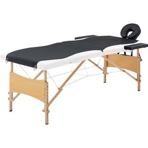 vidaXL - Massagetafel - Inklapbaar - Zwart en Wit - Houten Frame