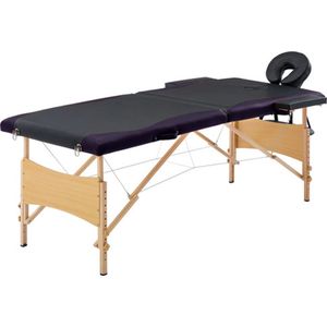 vidaXL - Massagetafel - Zwart - Kunstleer en Hout