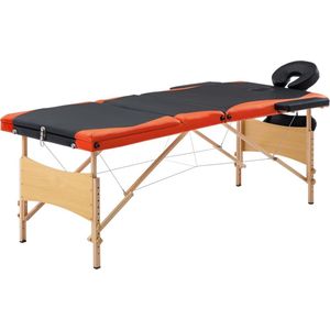 vidaXL-Massagetafel-inklapbaar-3-zones-hout-zwart-en-oranje