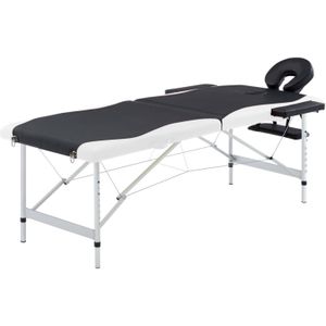 vidaXL-Massagetafel-inklapbaar-2-zones-aluminium-zwart-en-wit