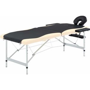 vidaXL-Massagetafel-inklapbaar-2-zones-aluminium-zwart-en-beige