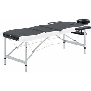 vidaXL - Massagetafel - Inklapbaar - Zwart en Wit - Aluminium en Kunstleer