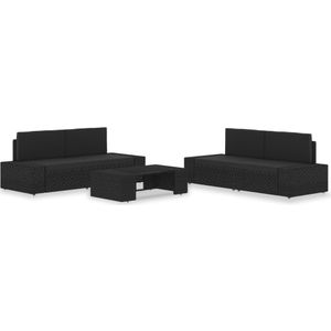 vidaXL 5-tlg. Garten-Lounge-Set Poly Rattan Schwarz