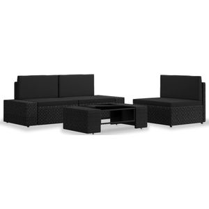 4-tlg. Garten-Lounge-Set Poly Rattan Schwarz Vidaxl