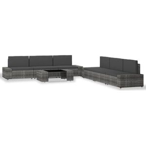 VidaXL 7-delige Loungeset Poly Rattan Grijs