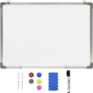 vidaXL Whiteboard magnetisch 90x60 cm staal wit