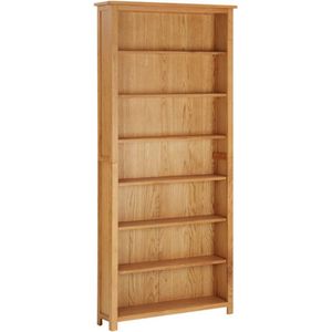 VidaXL Boekenkast 7 Schappen 90x22,5x200 cm Massief Eikenhout