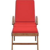 Sonnenliegen mit Auflagen 2 Stk. Massivholz Teak Rot Vidaxl