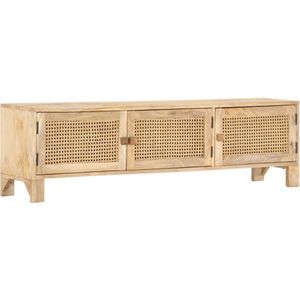 VidaXL-Tv-meubel-140x30x40-cm-massief-mangohout-en-natuurlijk-riet