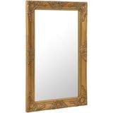 vidaXL Wandspiegel - Barok Stijl - Goudkleurig - Hout en Glas - Rechthoekig