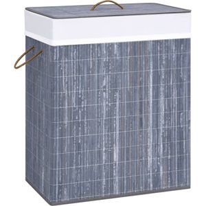 vidaXL Bambus-Wäschekorb mit 2 Fächern Grau 100 L