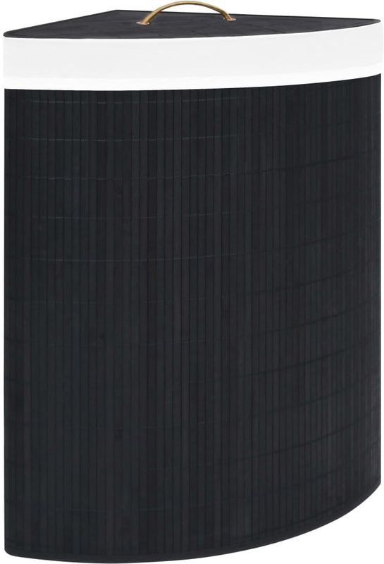 vidaXL Eck-Wäschekorb Bambus Schwarz 60 L
