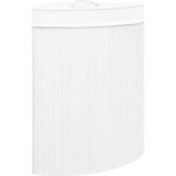 vidaXL Eck-Wäschekorb Bambus Weiß 60 L