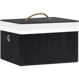 vidaXL - Opbergboxen - Zwart - Bamboe en Weven Stof - Set van 4
