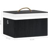 vidaXL - Opbergboxen - Zwart - Bamboe en Weven Stof - Set van 4