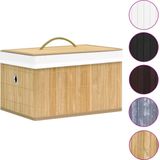 vidaXL - Opbergboxen - Zwart - Bamboe en Weven Stof - Set van 4