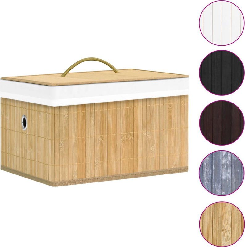 vidaXL - Opbergboxen - Zwart - Bamboe en Weven Stof - Set van 4