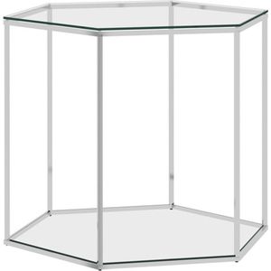 VidaXL Salontafel 60x53x50 cm - Roestvrij Staal en Glas - Zilverkleurig