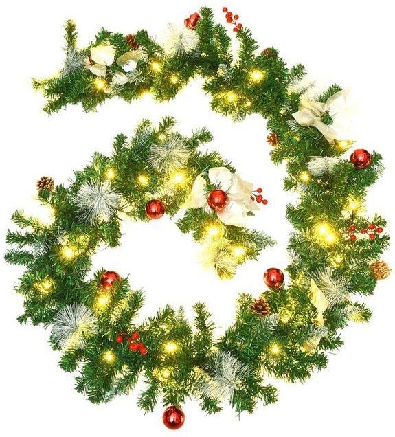 vidaXL Weihnachtsgirlande mit LED-Lichtern Grün 2,7 m PVC
