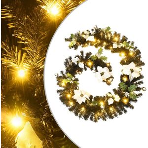vidaXL Kerstslinger met LED-lampjes 2,7 m PVC zwart - Creëer de perfecte kerstsfeer met deze economische kerstslinger