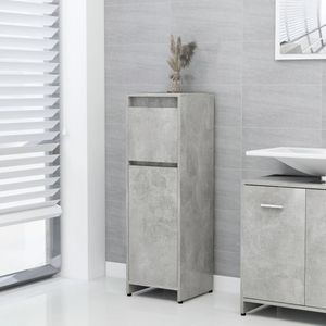 vidaXL Badkamerkast - Betongrijs - Bewerkte Hout - 2 Vakken, 1 Lade, 1 Deur