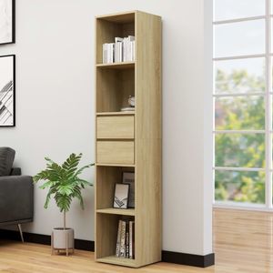vidaXL - Boekenkast - 36x30x171 - cm - bewerkt - hout - sonoma - eikenkleurig