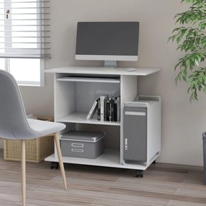 vidaXL - Computerbureau - Wit - Bewerkt Hout - Compact Ontwerp