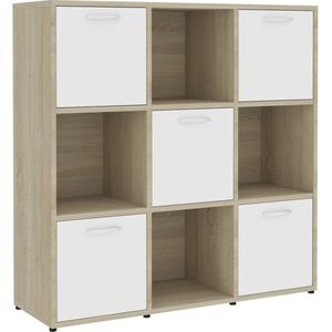 vidaXL-Boekenkast-90x30x90-cm-spaanplaat-wit-en-sonoma-eikenkleurig