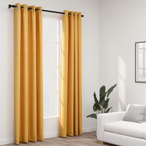 Verdunkelungsvorhänge Ösen Leinenoptik 2 Stk. Gelb 140x245 cm Vidaxl