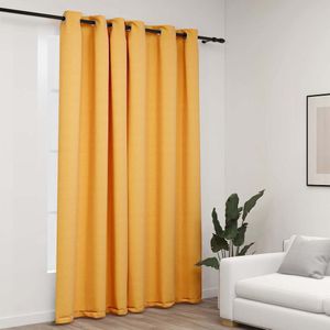 VidaXL-Gordijn-linnen-look-verduisterend-met-ogen-290x245-cm-geel